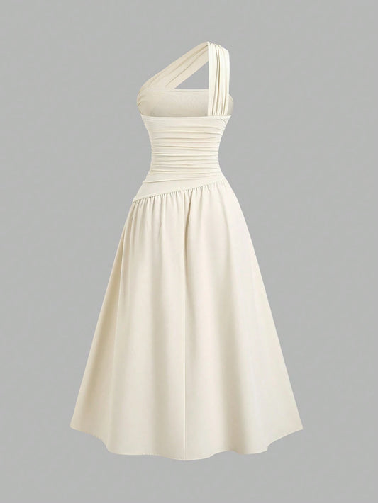 PA2706	Women's Oblique Shoulder Bodycon Strapless Dress, Fashionable
