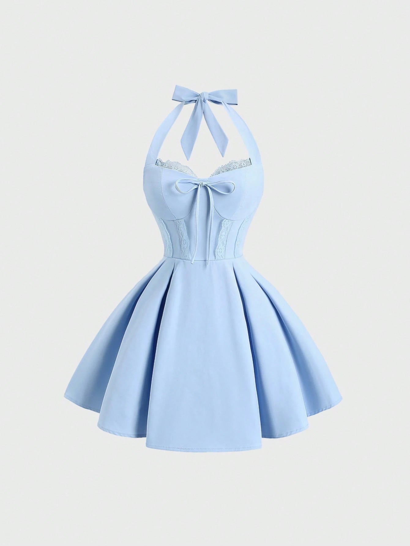 PA5403	Women's Elegant Solid Color Backless Halter Mini Dress, Summer