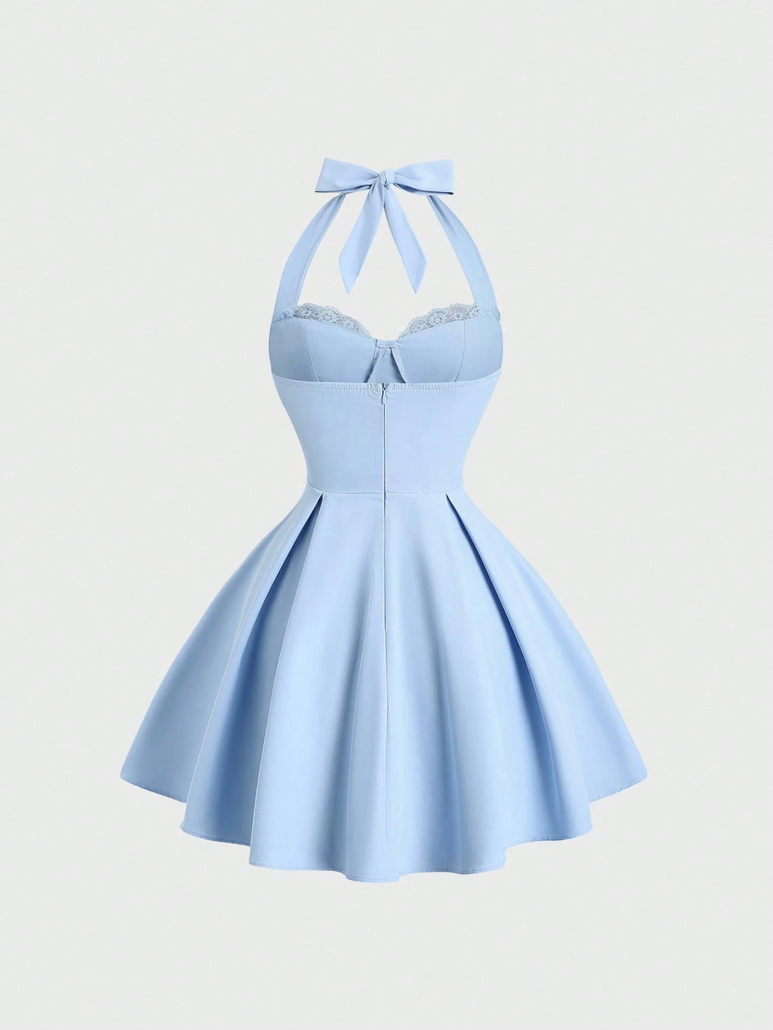 PA5403	Women's Elegant Solid Color Backless Halter Mini Dress, Summer