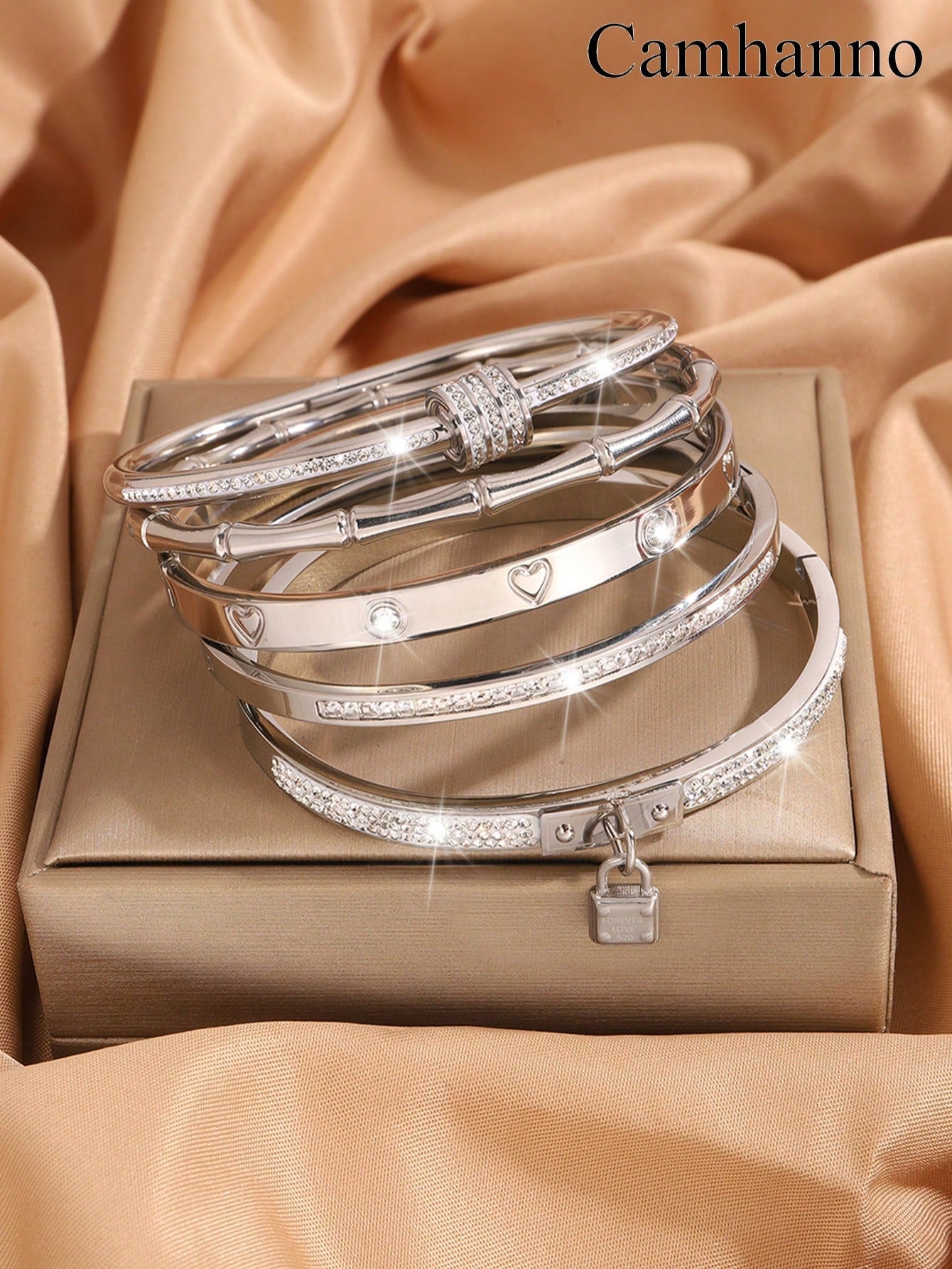 WZ0016	 5/1pc Exquisite Luxury Multi-Color Stainless Steel Bracelet Set With Unique Design For Daily Wear, Excellent Gift For Men And Women, Fashionable Jewelry