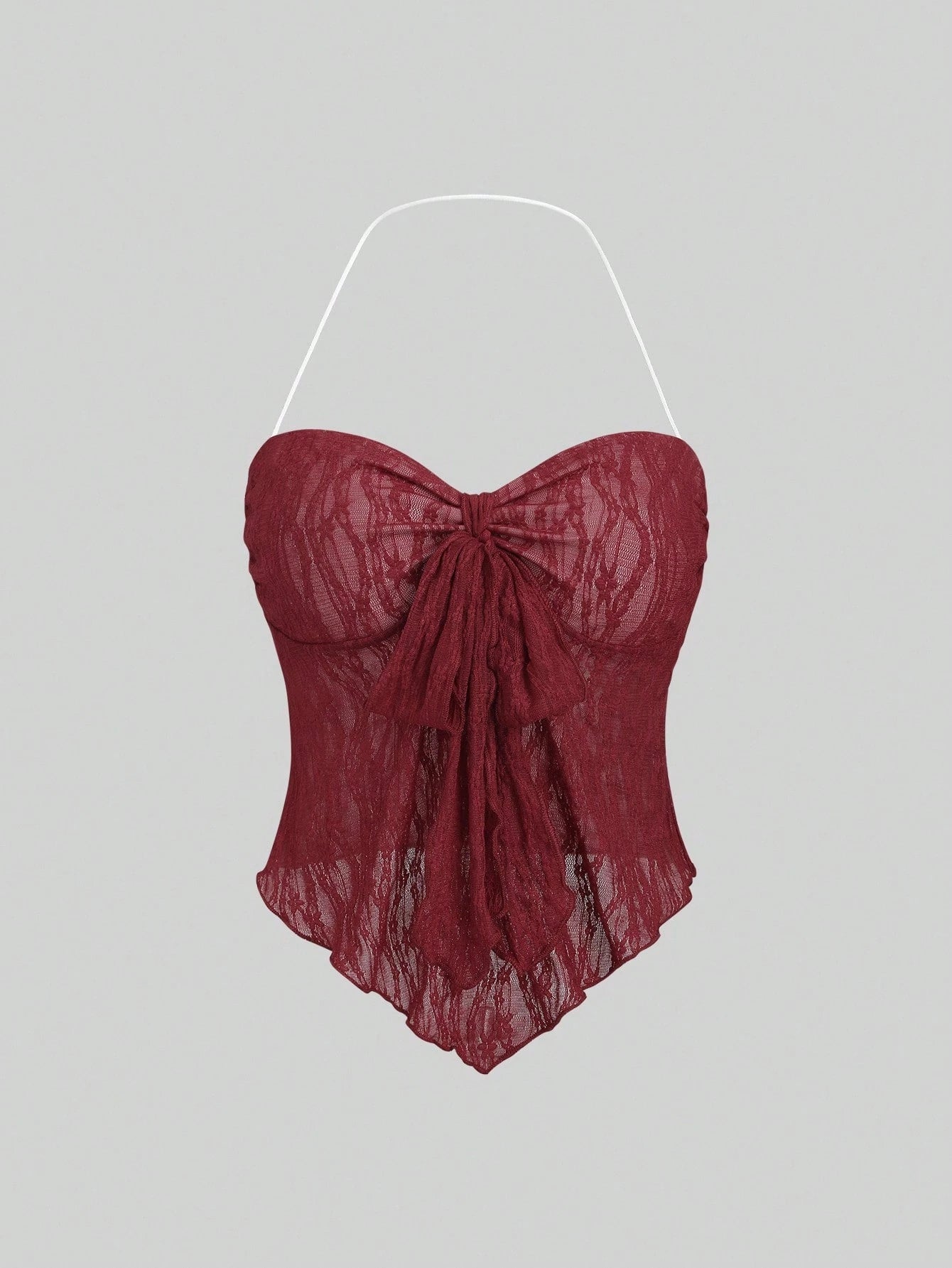 PA9926	Women's Solid Color Front Knot Asymmetric Hem Fashionable Halter Cami Top Y2K