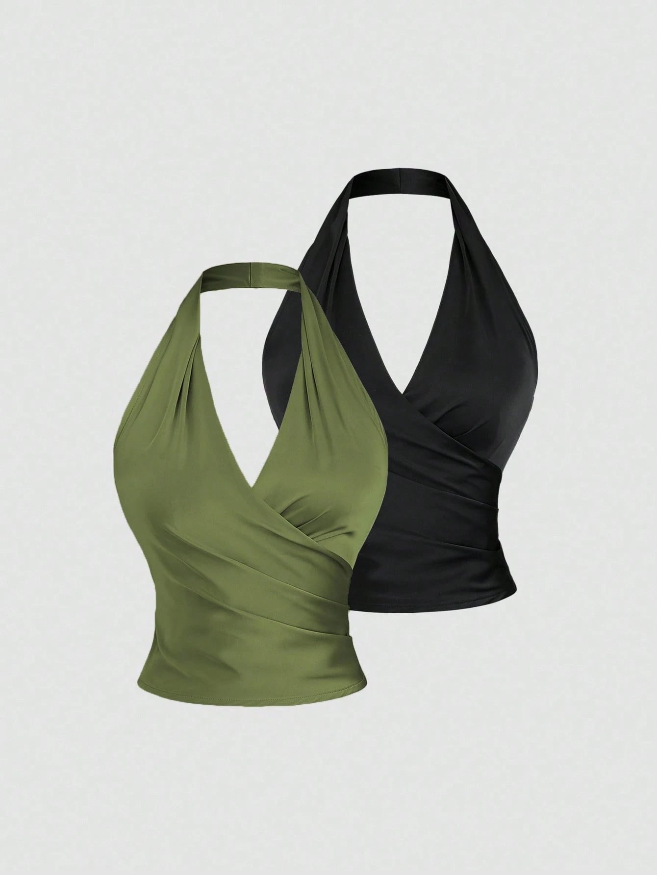 HW0271	Women's Summer European Style Slit Neck Tops, Elegant Commuting Neck Vest
